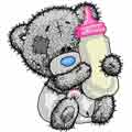 Teddy Bear with a bottle of milk machine embroidery design